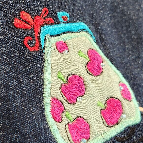 Daniel K Women's L‎ Embroidered Poly Silk Lined Denim Jacket Shacket Purses - Picture 13 of 16